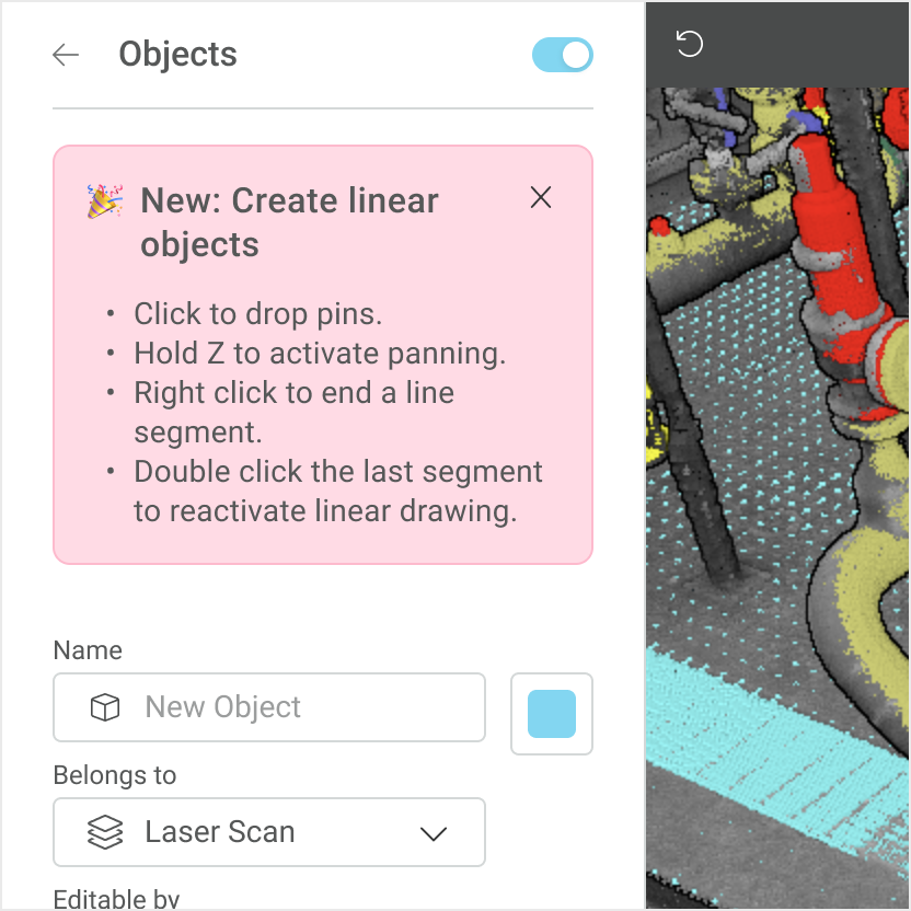 Updated interface allowing users to double-click and continue extending the line